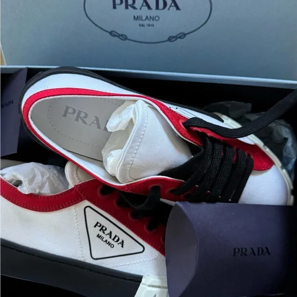 Prada Red and White Casual Sneakers - Picture 2 of 2